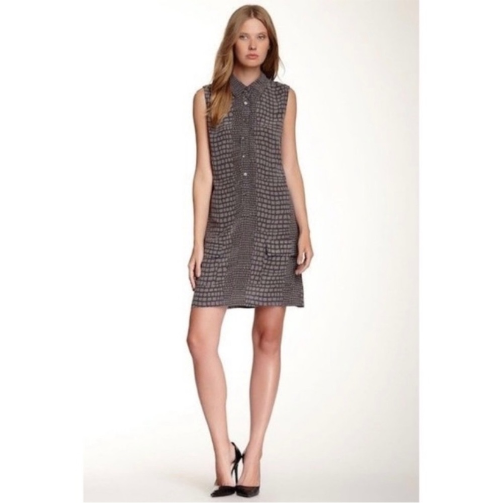 Equipment Femme Lucida Gray Animal Print Silk Dress Size Small S